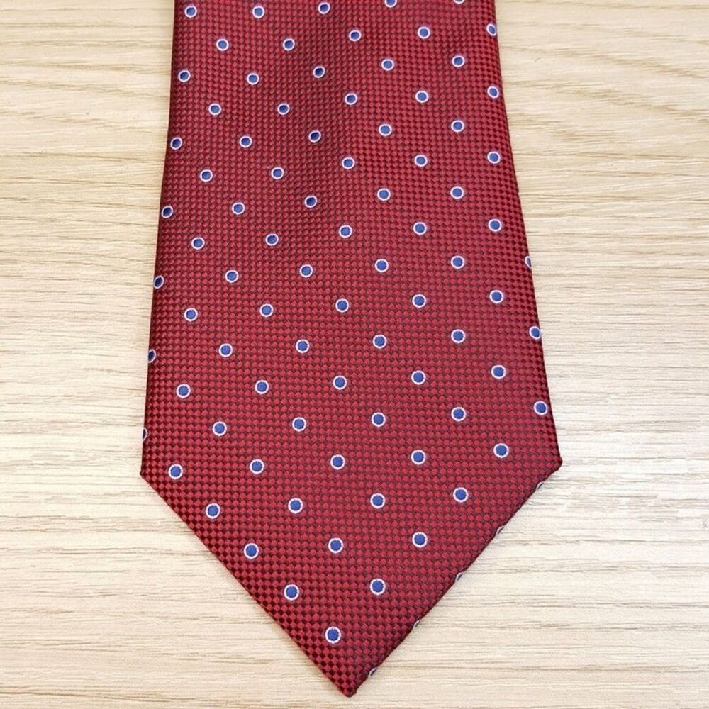 CLUB ROOM Mens Neck Tie Red Micro Check Blue Polka Dot Modern Classic